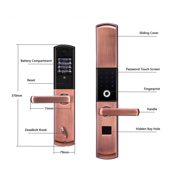 Zinc Alloy Code Door Lock / WIFI Remote Control Smart Fingerprint Sliding Cover Door Lock 0