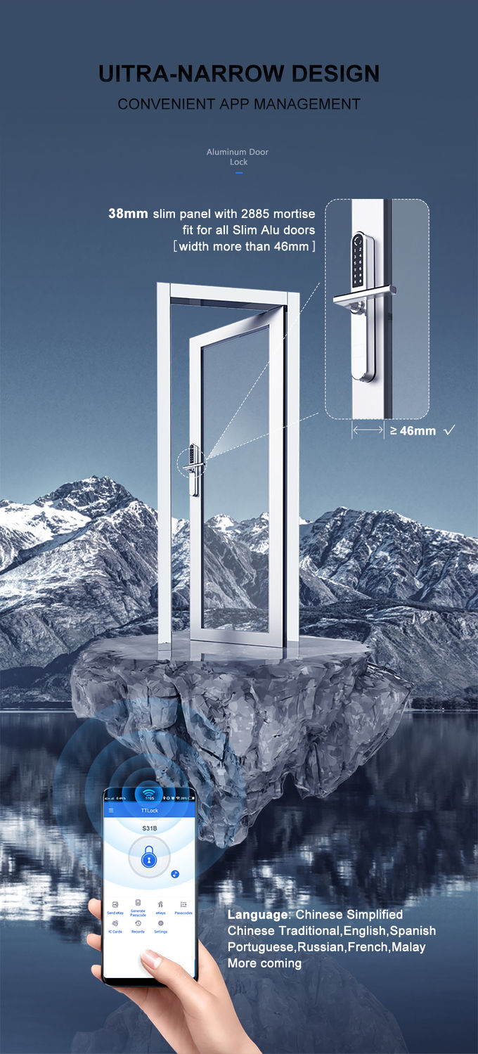 Stainless Steel Lock Smart Biometric Aluminium Door Locks Low Power Consumotion 2