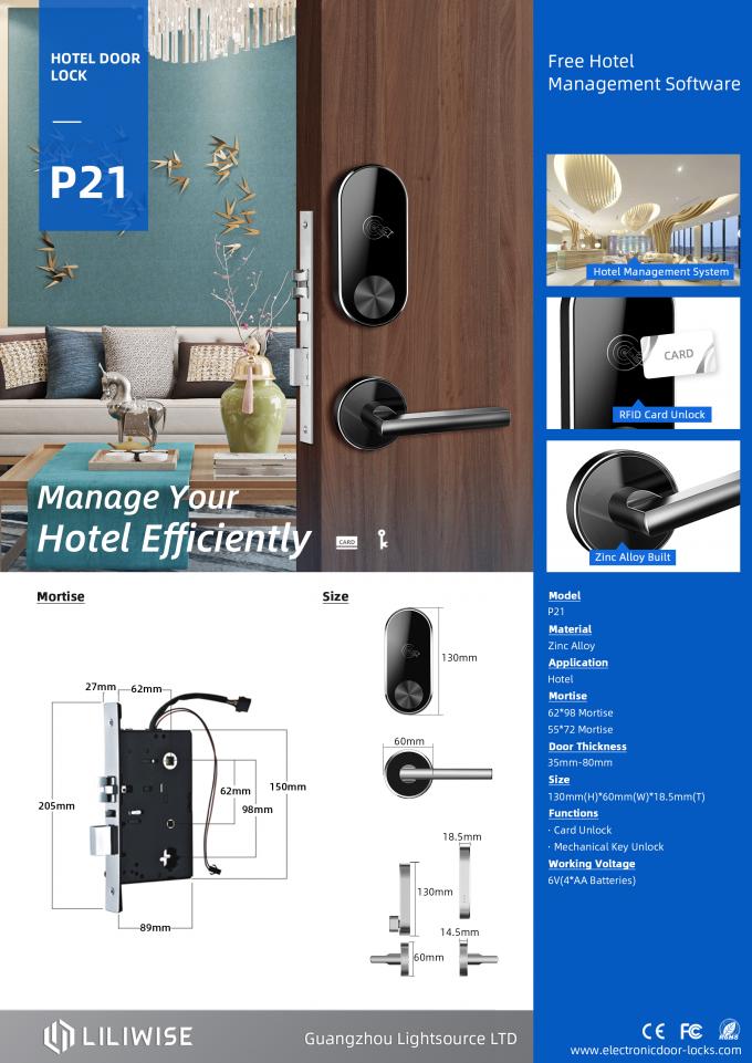 Hotel Door Locks Key Card Lock Split Type Zinc Alloy 0