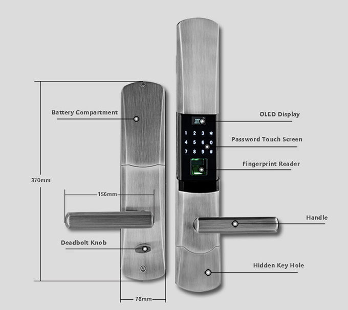 Deadbolt Smart Keyless Entry Door Lock , Digital Fingerprint Door Lock 2